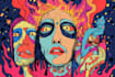 draw trippy psychedelic lowbrow design