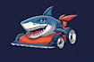 design remote controlled lawnmower sharks head logo