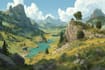 illustrate environments landscapes board game concept