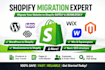 migrate wordpress website to shopify, wix squarespace migration to shopify