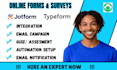 custom online form or survey, google forms, jotform typeform for your business