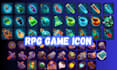 create game icon design, skill icon, game item, hand drawn game asset, objects