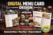 design digital cookbook recipe, menu card, restaurant, business card, or flyer