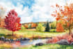 illustrate a watercolor landscape illustration