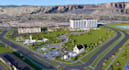 render 3d mixed use development,estate housing masterplan, cgi city parks design