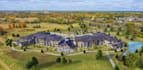 present 3d residential development, rural housing,courtyard render, cgi farmland
