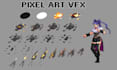 create pixel art vfx magic spell, fire, explosion and battle effects animation