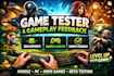 game test game play gameplay feedback game tester,