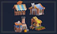 create low poly game ready 3d building assets