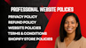 write refund policy privacy policy and terms and conditions