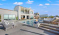 3d backyard landscape design, outdoor kitchen design pool, pergola, 3d rendering