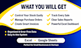 create inventory, sales tracking, excel invoices, purchase order