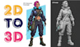 convert 2d to 3d printable model stylized 3d character design 2d to 3d model