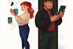 design a kawaii style couple character portrait