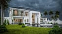 remodel modern villa,construct driveway, exterior elevation cgi,facade,farmhouse