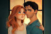 create a romantic couple character professional illustration