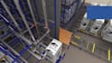 create 3d industrial animation for automated warehouse logistic workflow video