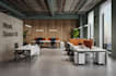 plan modern office layout, reception area design, meeting room, workspace render