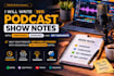 write SEO podcast show notes with timestamps, summary, and key takeaways