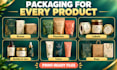 design product packaging, label, pouch and box with 3d mockup