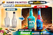 create hand painted bottle art with text, logo and  animation