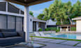 do backyard landscape design, 3d landscape design, pool, patio pergola rendering