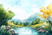 illustrate a watercolor landscape illustration