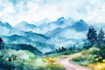 draw a watercolor landscape illustration