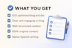 write SEO optimized blog articles and content in spanish