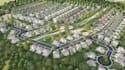 3d urban space planning, housing complex design, residential townhouse rendering