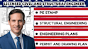 permit engineering plans, structural and civil for california and florida