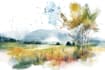 illustrate a watercolor landscape illustration