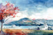 draw a watercolor landscape illustration
