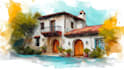 draw house illustration watercolor style