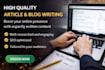 write blogs, articles and ghostwriting