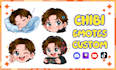 design cute custom chibi emotes for twitch and discord streamers