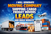 generate moving company shipping cargo freight movers leads and build website
