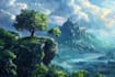 create stunning fantasy background and scenery illustration