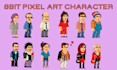 create 8bit 16bit pixel art character, animation and spritesheet