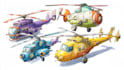 draw aircraft, airplane, helicopter into a vector cartoon