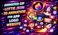 create animated GIF  lottie json custom 2d frame animation for app website logo