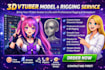 create 3d vtuber rigging live2d vtuber model anime character animation design