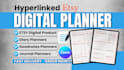 design etsy hyperlink digital planner, journal goal planner goodnotes notability