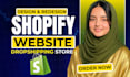 build shopify website, design or redesign shopify website, shopify store design