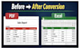 convert PDF to excel accurately and professionally