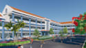 remodel 3d school building, campus master plan, urban landscape, exterior render