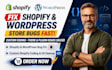 do shopify bugs fix wordpress website theme errors custom shopify store issues