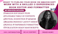 do book editing, book formatting, book publishing, paperback, and amazon kdp