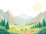redraw landscape to cartoon vector
