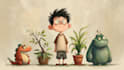 draw a cute and funny cartoon illustration